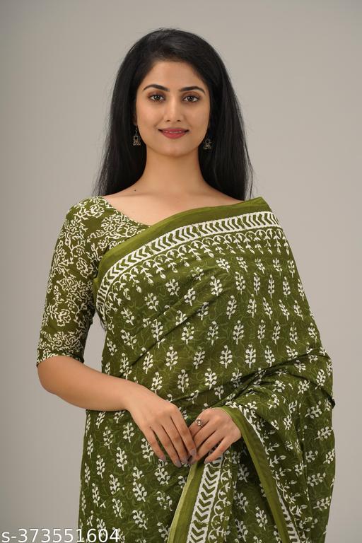 trendy new collection of cotton mulmul saree with blouse. Blouse as a picture. - NJORA LUXURY FASHION