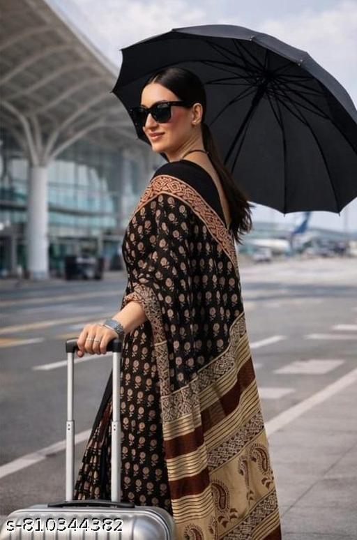 Jaipuri Hand Block Printed Soft Cotton Mulmul Saree ,Sanganeri Cotton Malmal Saree, Bagru Cotton Saree, Batic / Batik Print Cotton saree In Super Fine 92*80 Fabric Quality With Attached Blouse Piece for Woman - NJORA LUXURY FASHION