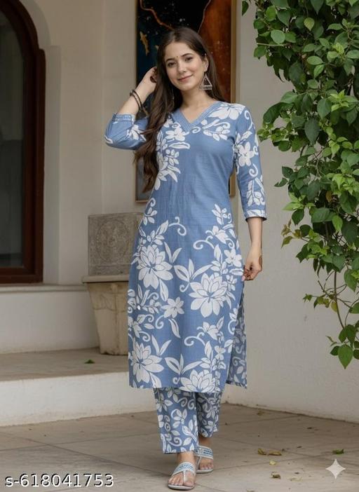 women printed kurta palazzo set - NJORA LUXURY FASHION