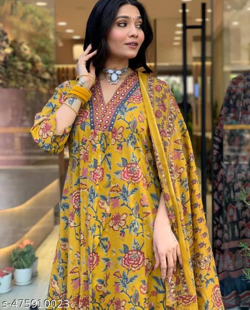 Yellow Kurta Plazo Dupatta - NJORA LUXURY FASHION