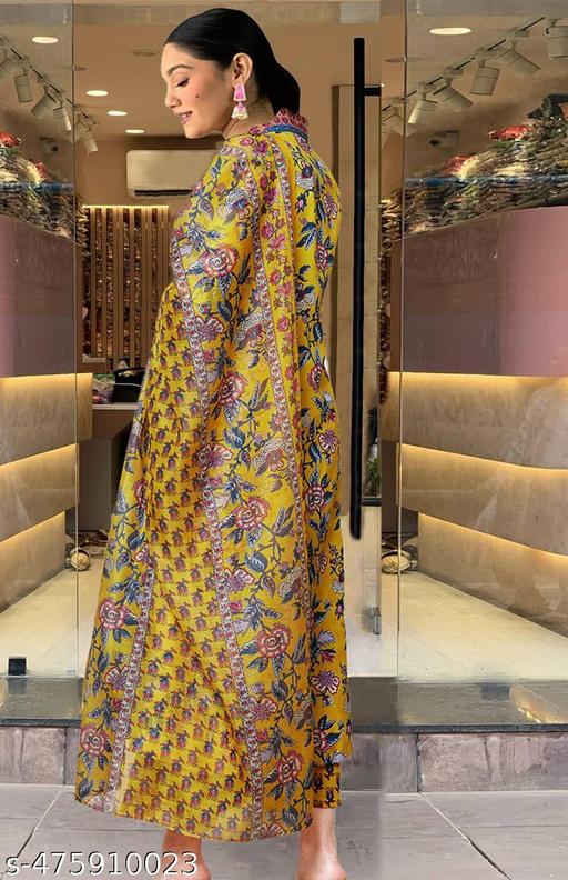Yellow Kurta Plazo Dupatta - NJORA LUXURY FASHION