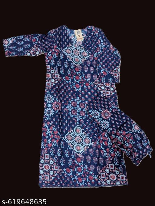 Trendy Printed Kurti with Matching Bottoms - NJORA LUXURY FASHION