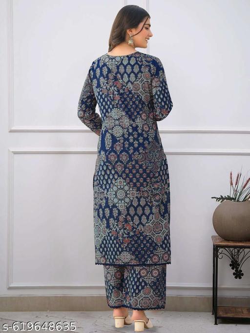 Trendy Printed Kurti with Matching Bottoms - NJORA LUXURY FASHION