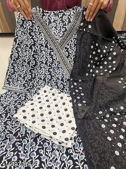 Black Pure Cotton Kurti Pant Dupatta Set - Perfect for Festive and Casual Wear - NJORA LUXURY FASHION