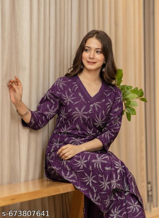 Cottan Blend Kurta Plazzo Set - NJORA LUXURY FASHION