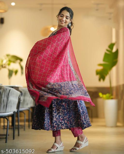 Balaji Closet Women Printed Anarkali Kurta and Pant set With Dupatta | Anarkali Suit | Printed Kurta | Flared Kurta | Ethnic Set | Kurta Set | Wedding Suits | Festive Wear |  - NJORA LUXURY FASHION
