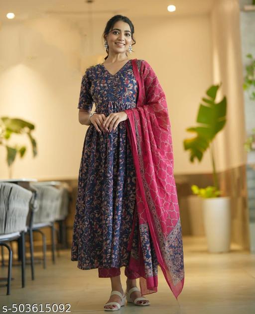 Balaji Closet Women Printed Anarkali Kurta and Pant set With Dupatta | Anarkali Suit | Printed Kurta | Flared Kurta | Ethnic Set | Kurta Set | Wedding Suits | Festive Wear |  - NJORA LUXURY FASHION