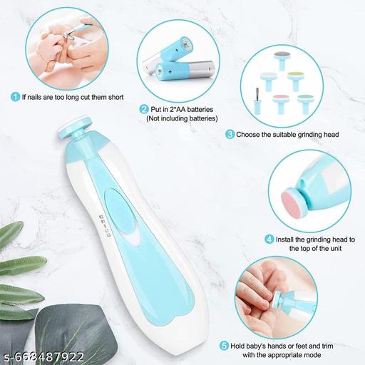 Baby Nail Trimmer | New Born Essentials | Baby Nail Cutter New Born 0-12 Months with 6 Filer Heads Adjustment |1 Year Warranty |, Pink, White, 1 Count - Anuloria 