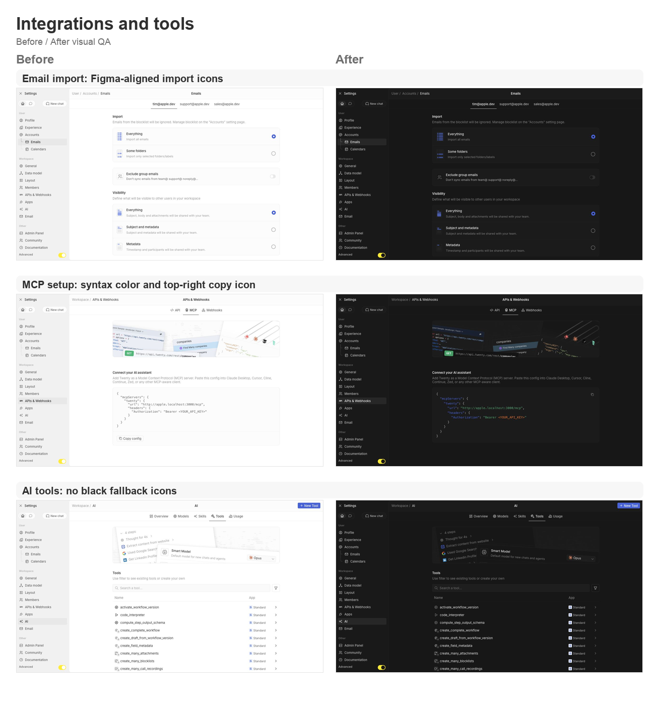 Integrations and tools before/after
board
