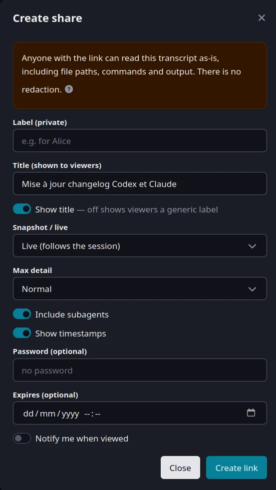 Create a public share