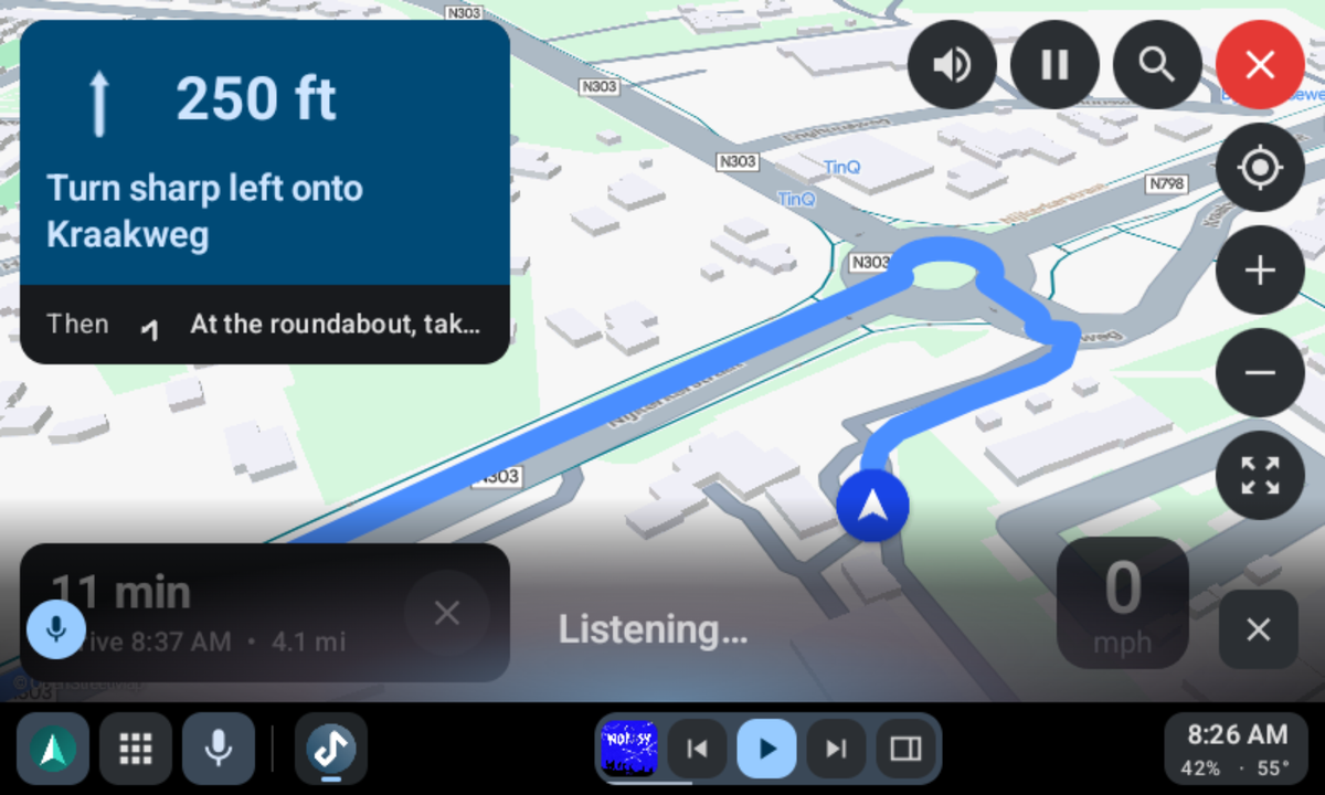 The voice assistant listening over Organic Maps