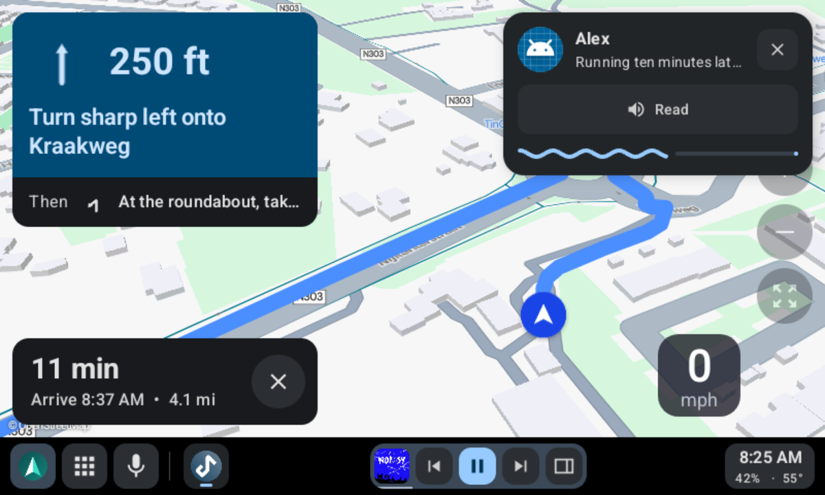 A new message card over Organic Maps