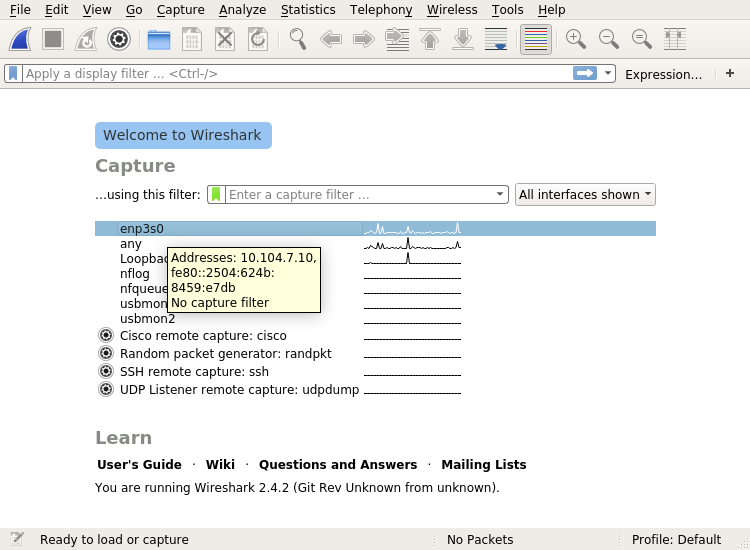 Wireshark interface selection screenshot