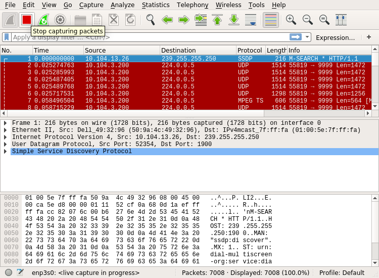 Stop capturing packets screenshot