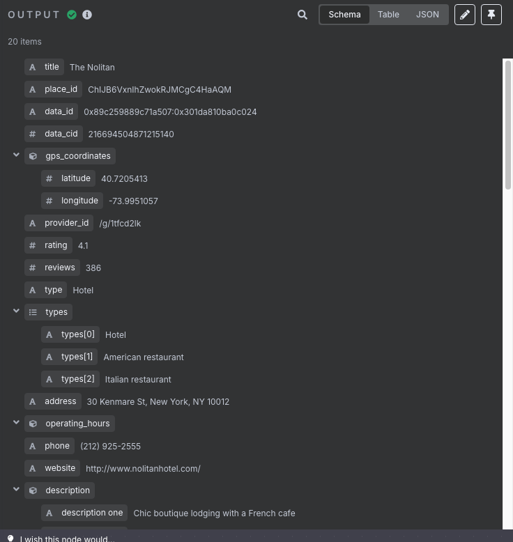 Map Search output example