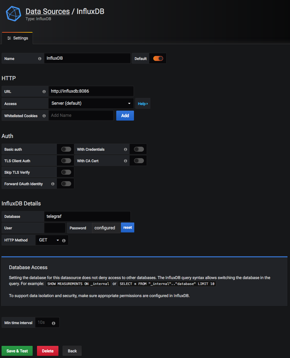 setup grafana data source 2