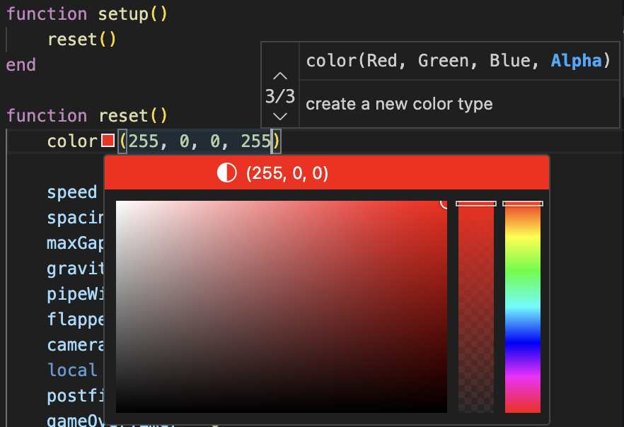 Color auto-completion