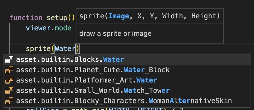 sprite auto-completion