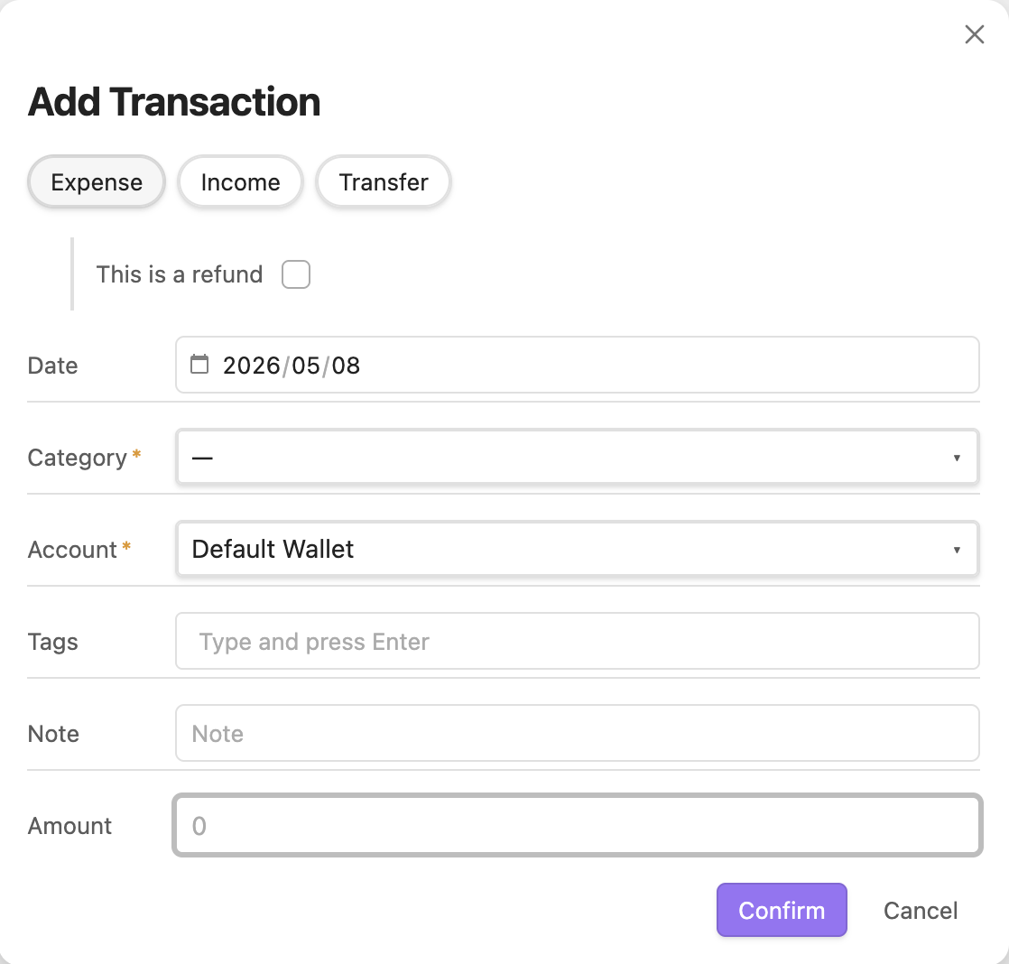 Transaction Modal