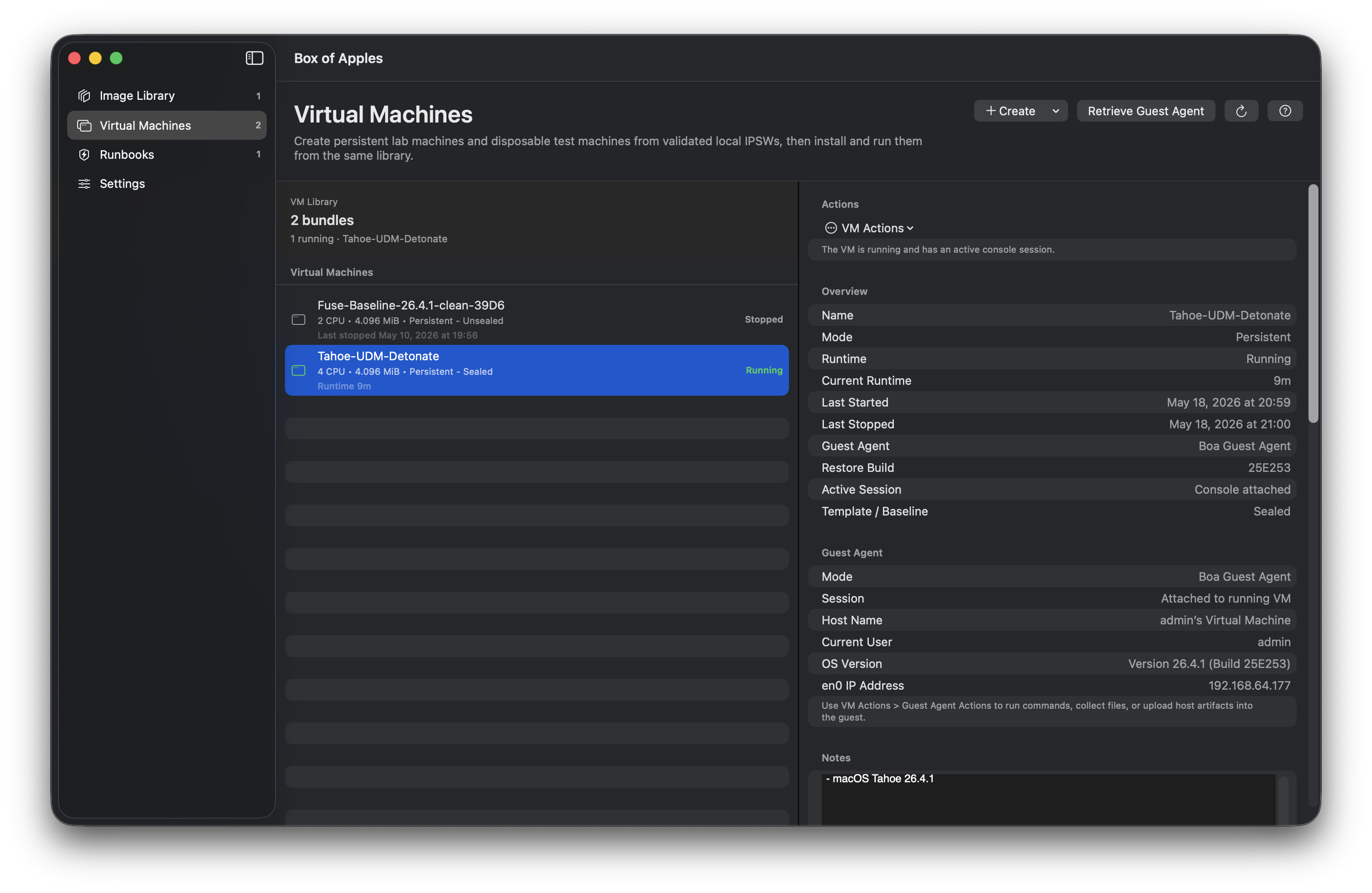 Box of Apples Virtual Machines overview screenshot