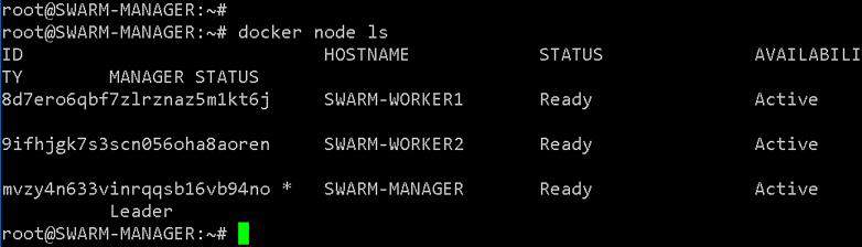 swarm node list manager and workers