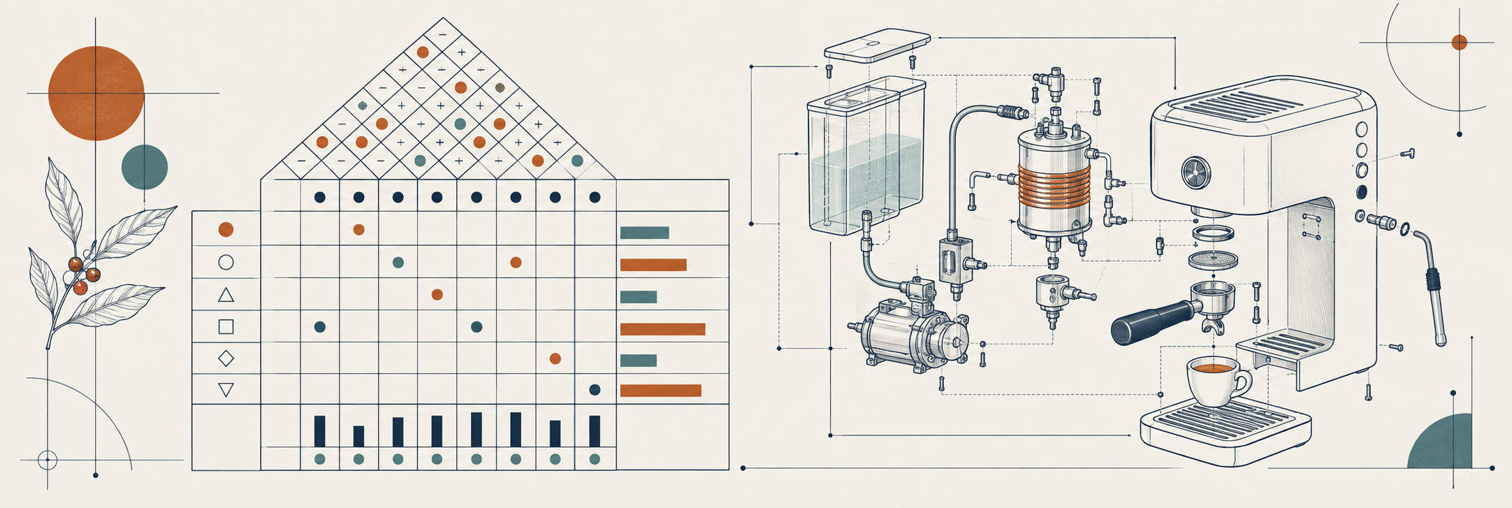 House of Quality and coffee-machine illustration