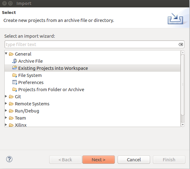 SDx Import Projects Dialog