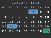 Screenshot of calendar