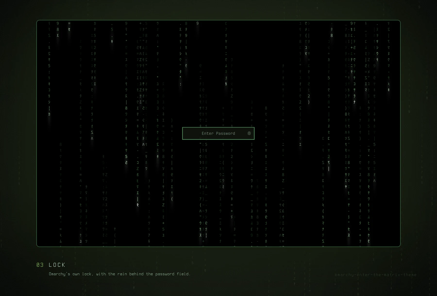 The lock: the rain behind the password field