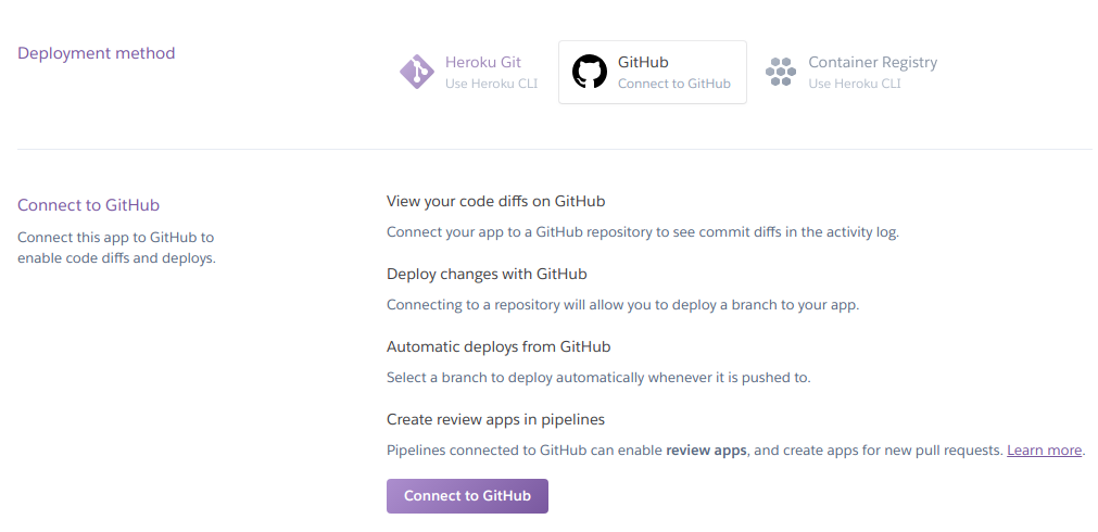 Connect to GitHub account