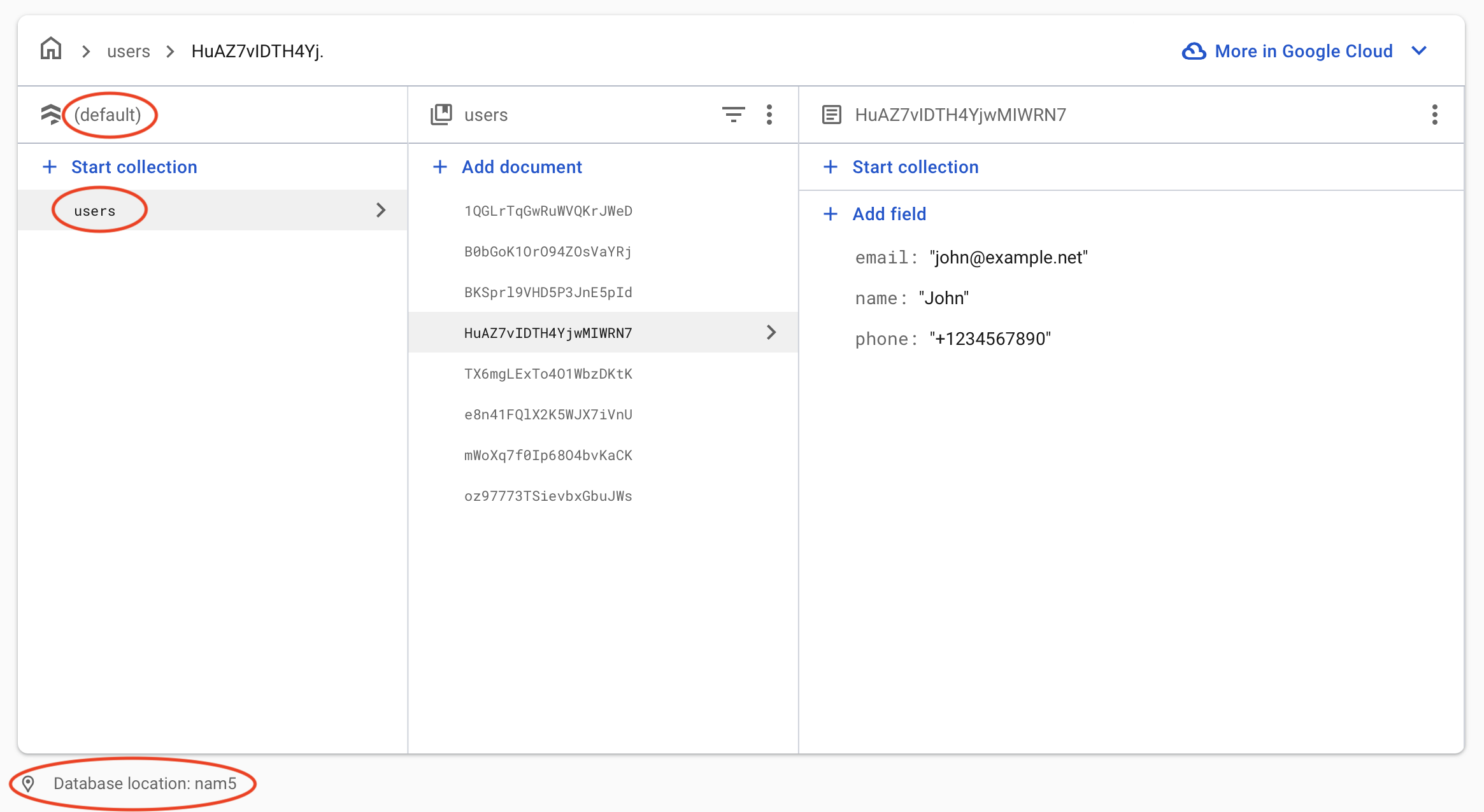 Firestore DB Example
