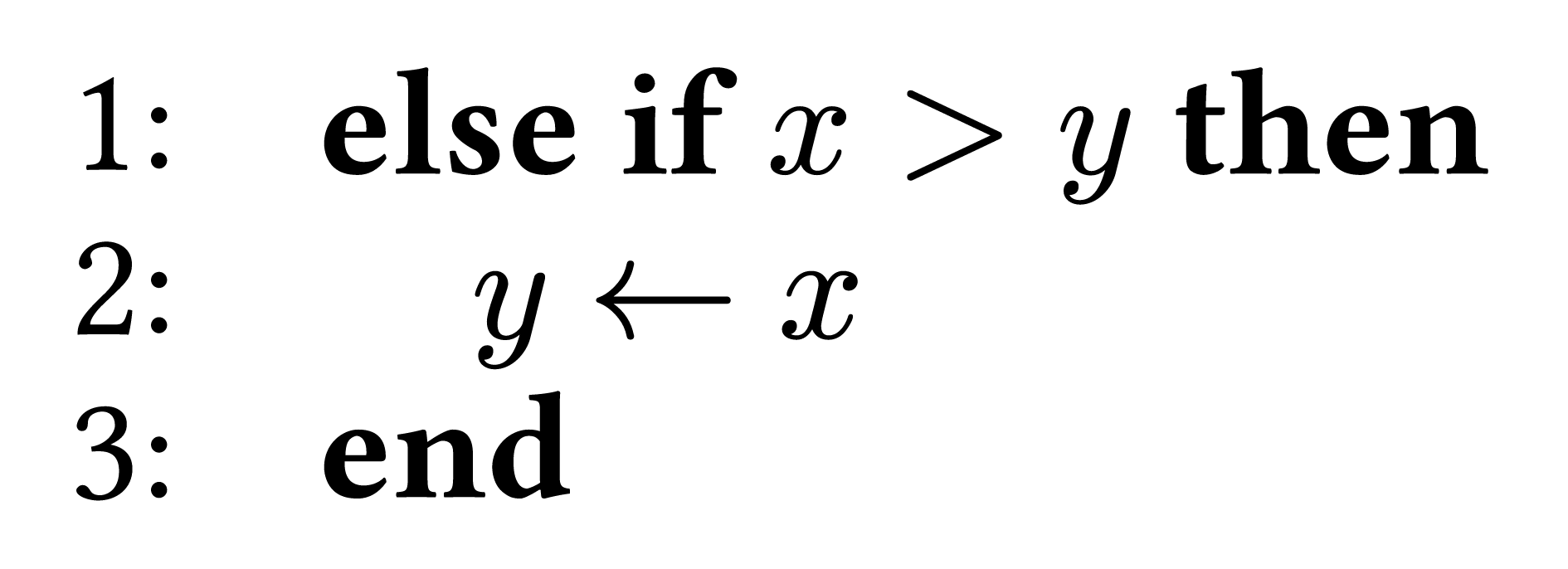 image of an elseif statement with condition x > y and conditional statement assign x to y