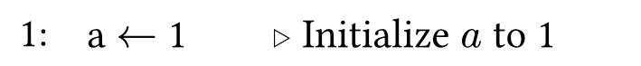 image of a line comment with text 'Initialize a to 1'