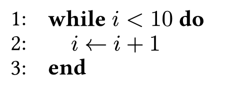 image of a while statement with condition i < 10 and conditional statement assign i + 1 to i