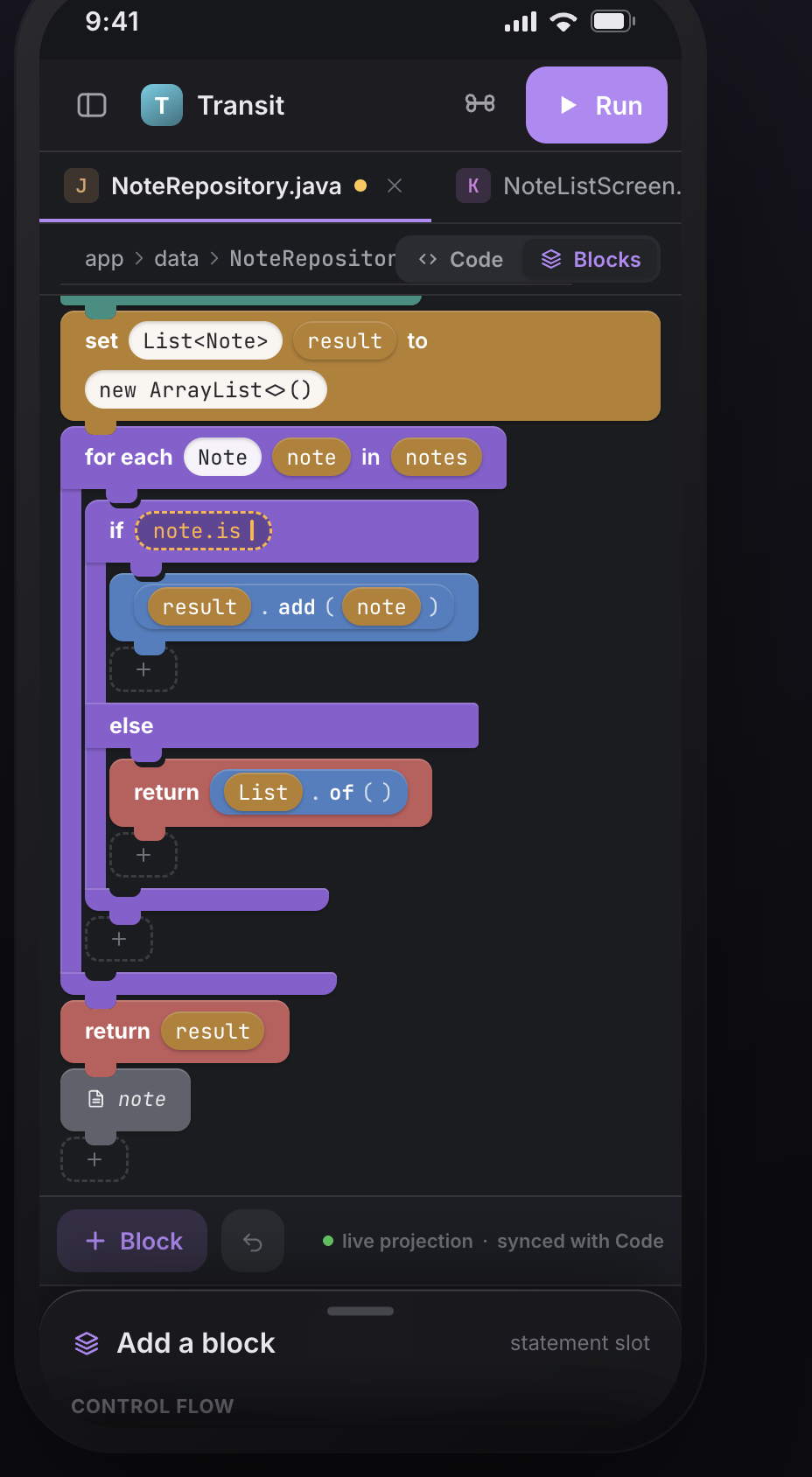 Scratch-style puzzle blocks