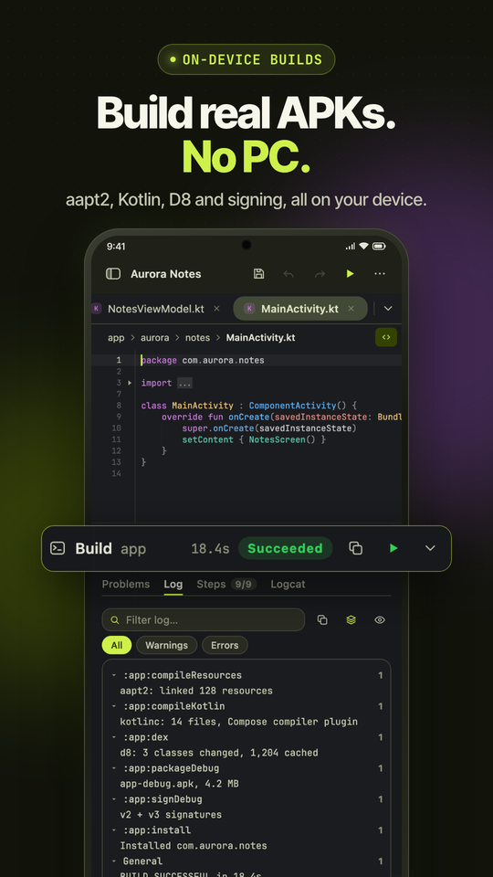 Build APKs on device