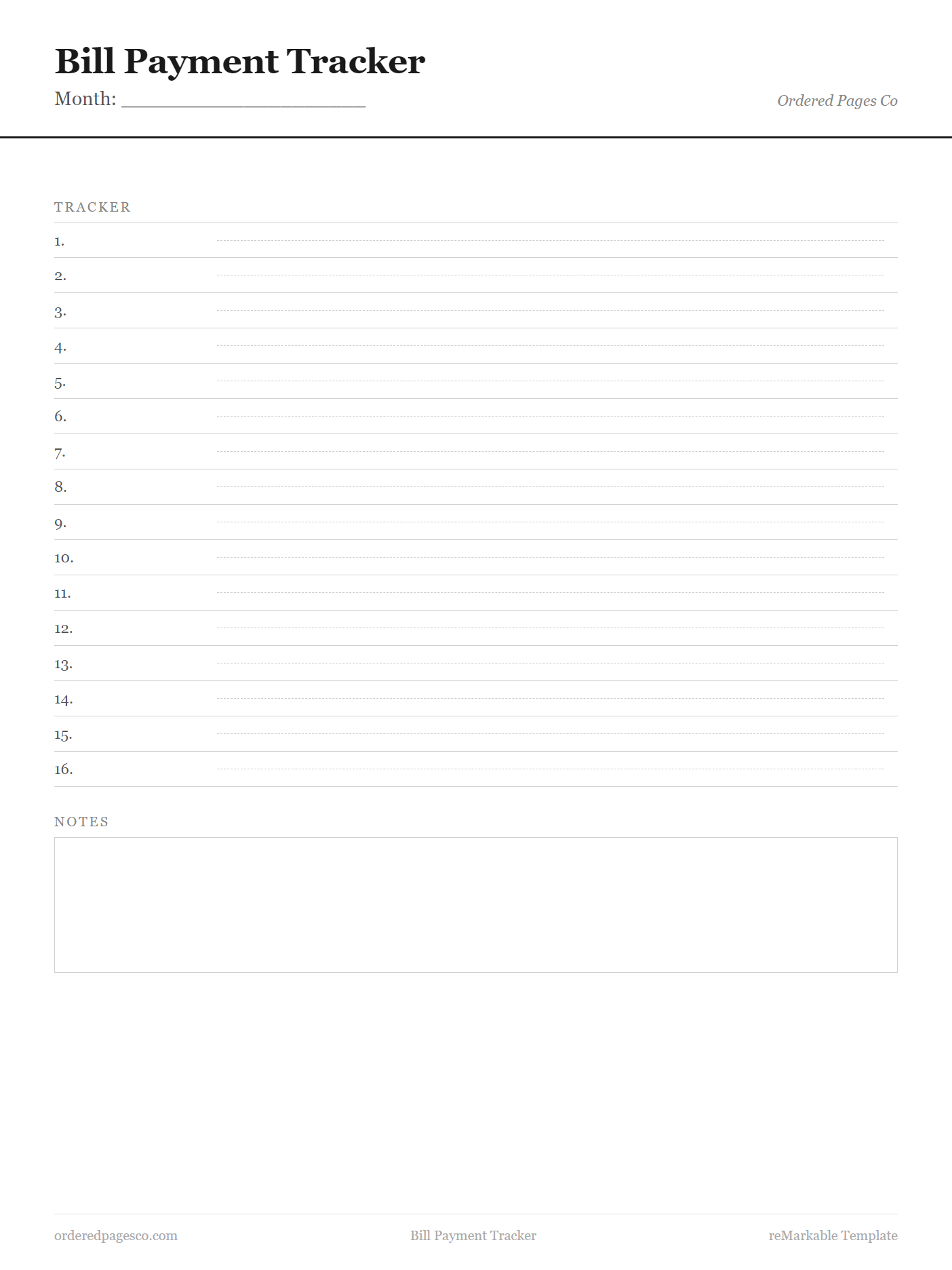 Bill Payment Tracker template preview
