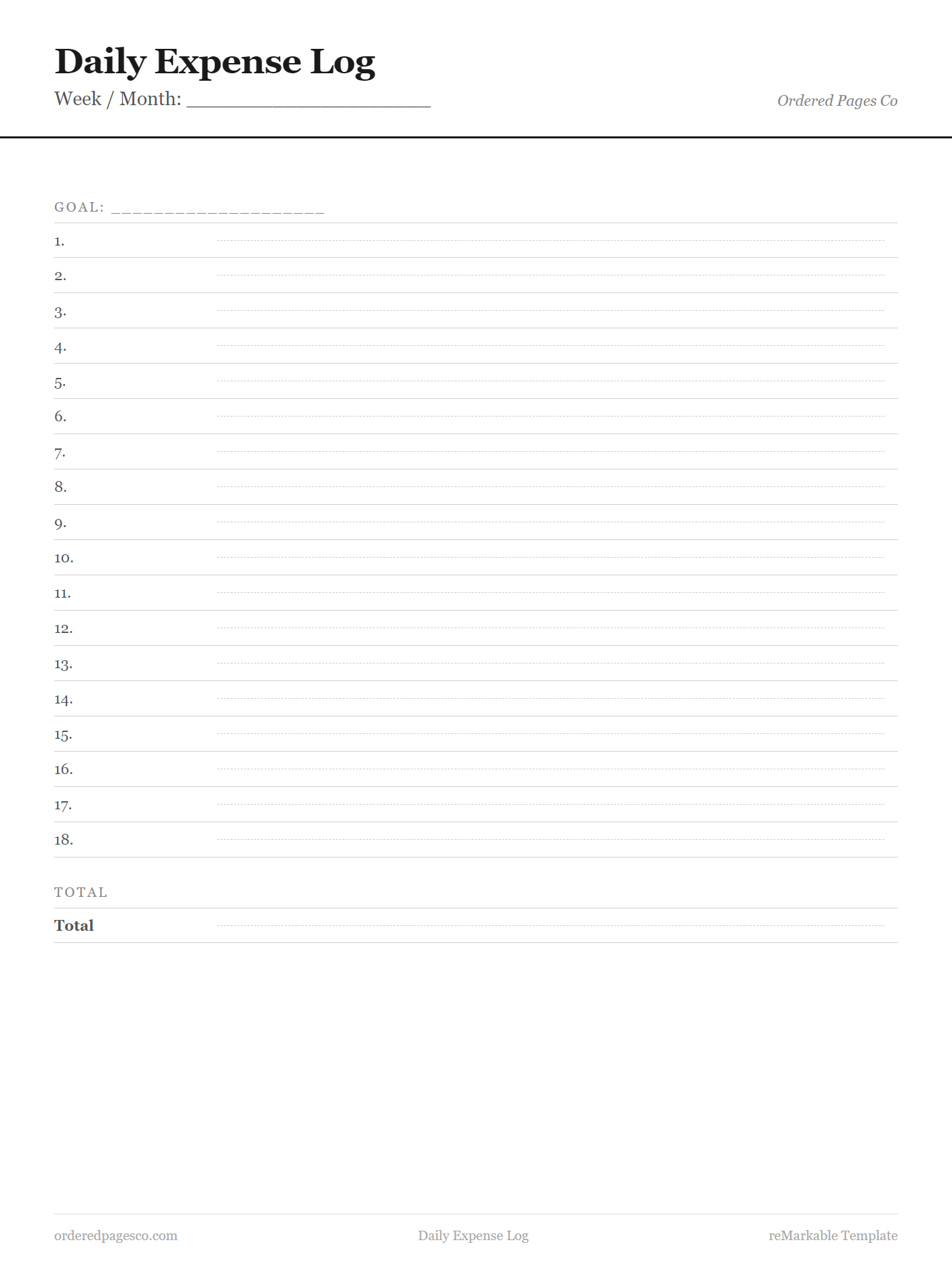 Daily Expense Log template preview