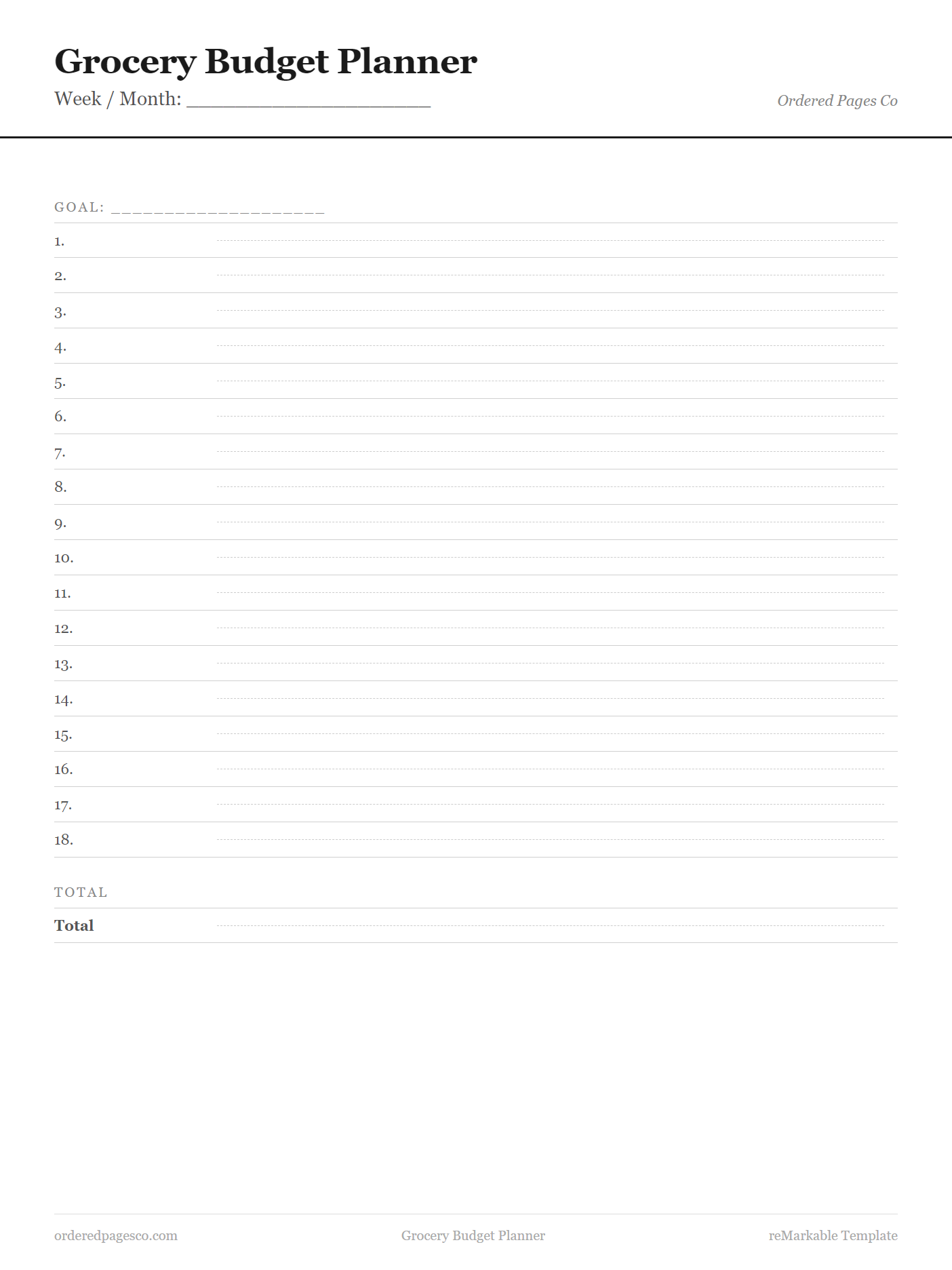 Grocery Budget Planner template preview