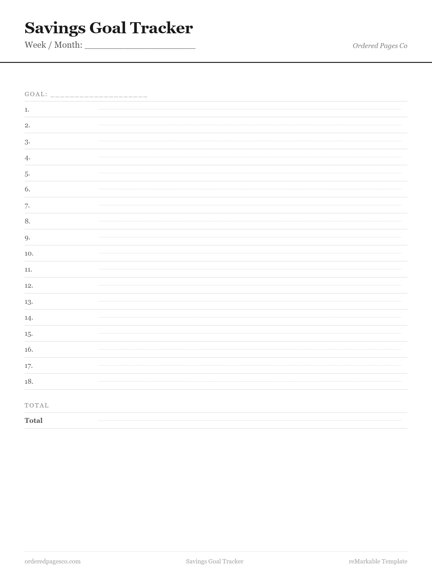 Savings Goal Tracker template preview