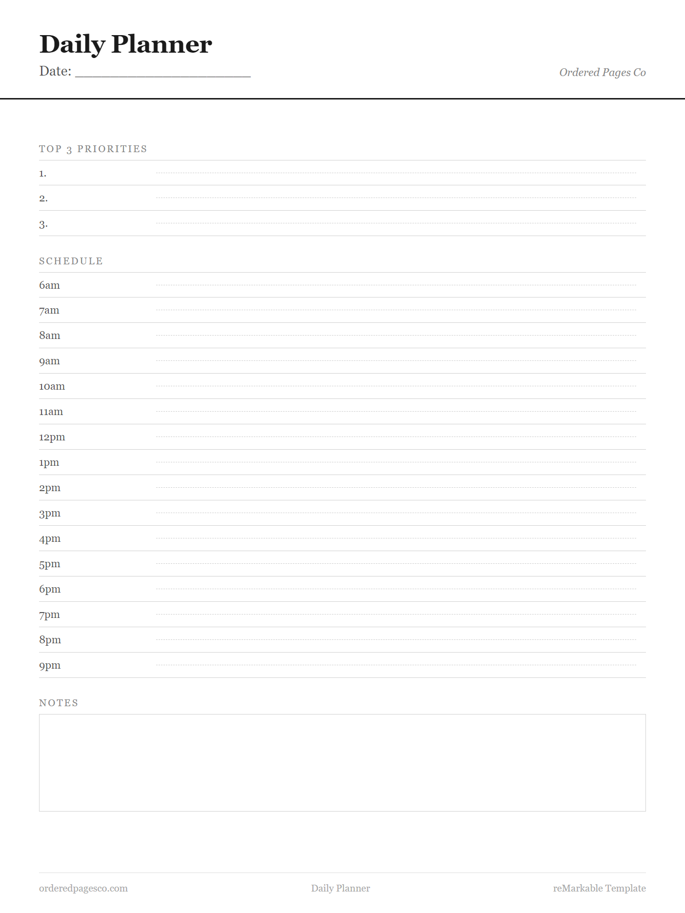 Daily Planner template preview