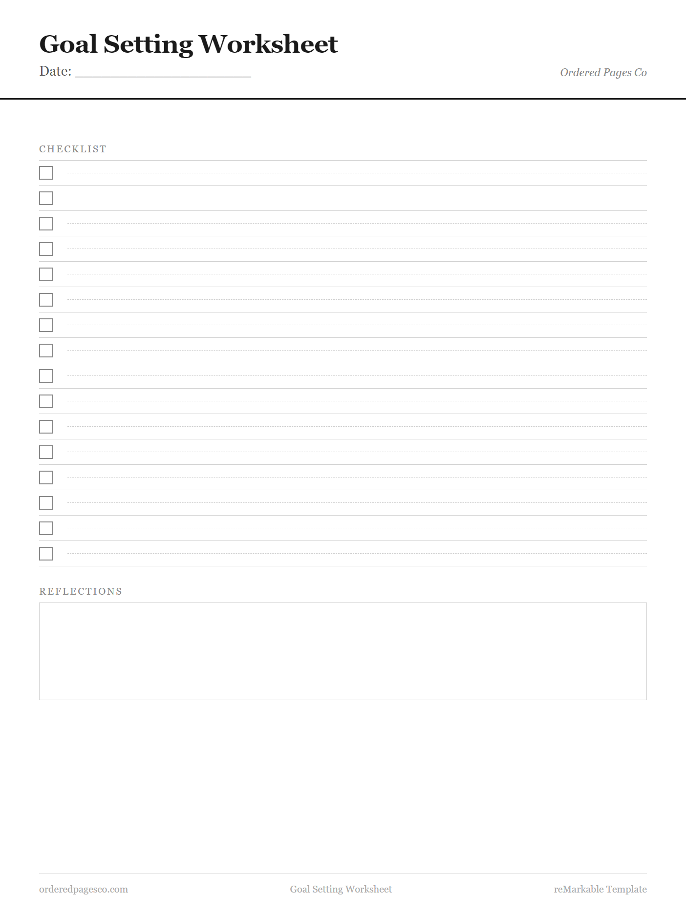 Goal Setting Worksheet template preview