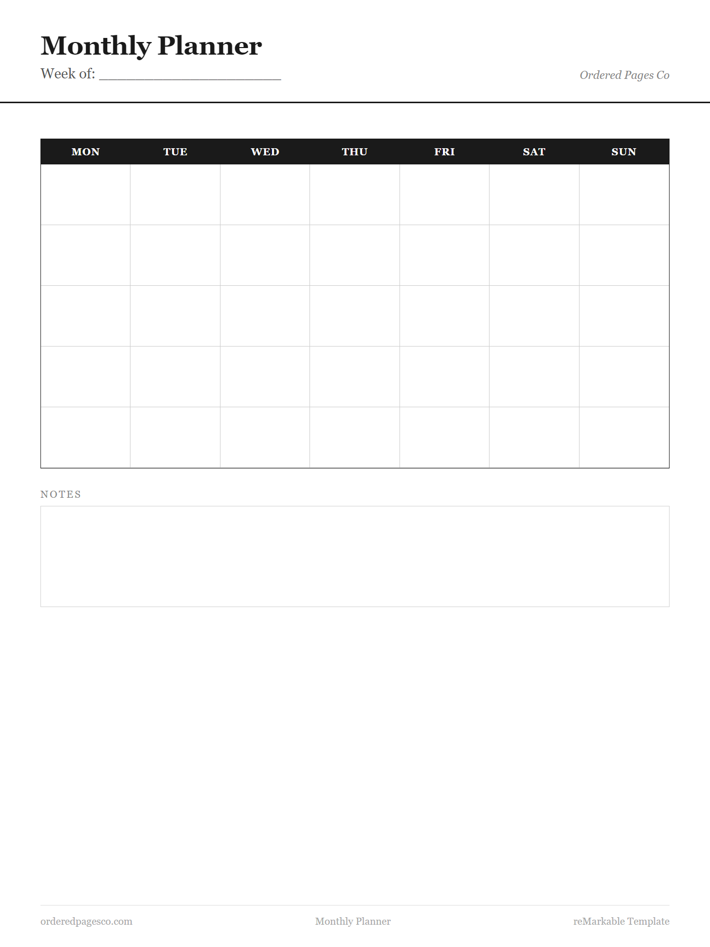 Monthly Planner template preview