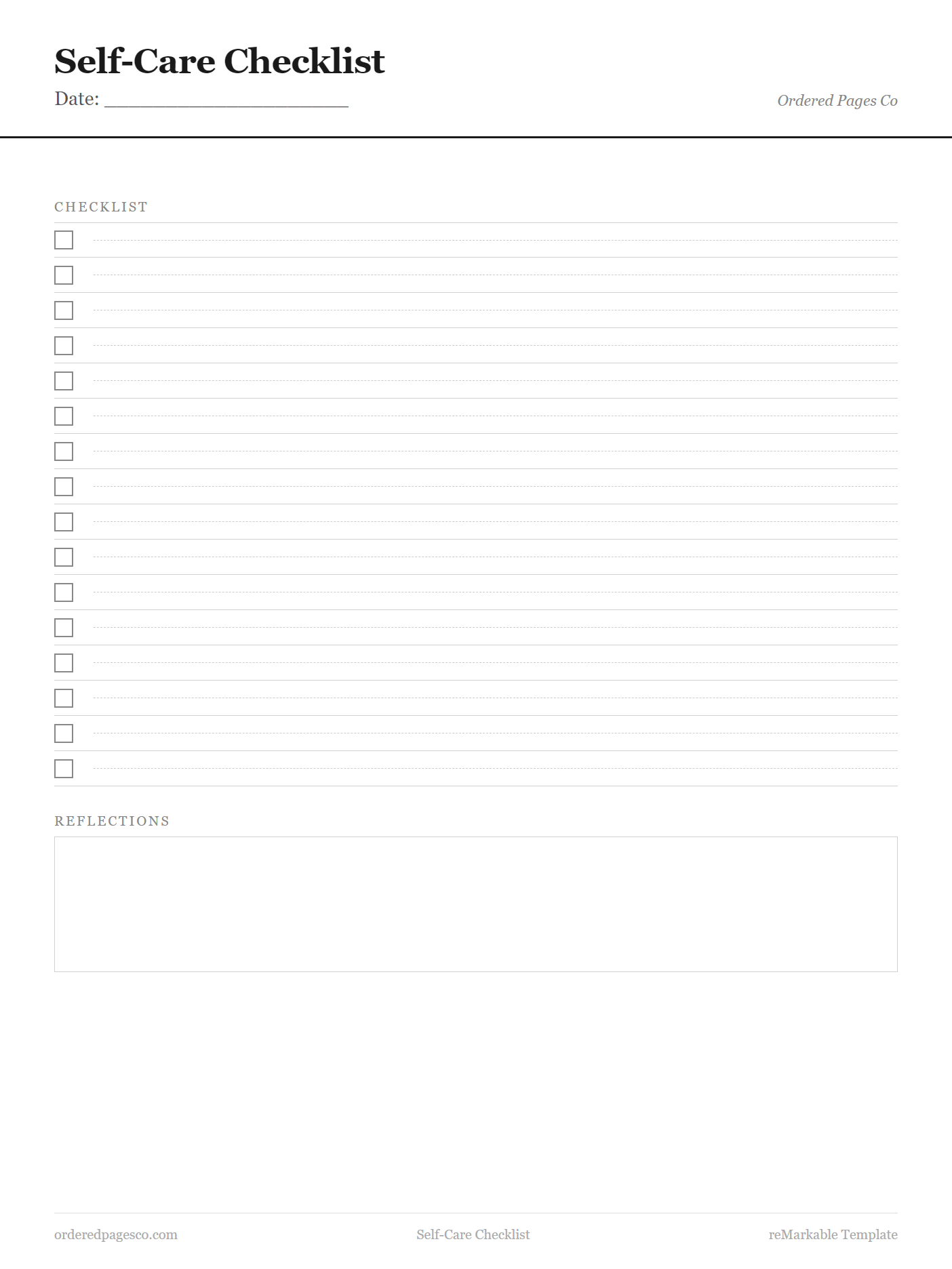Self-Care Checklist template preview