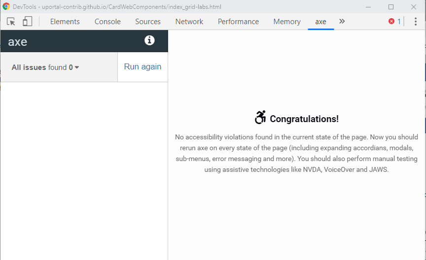 Axe Audit flags no Accessibility Violations