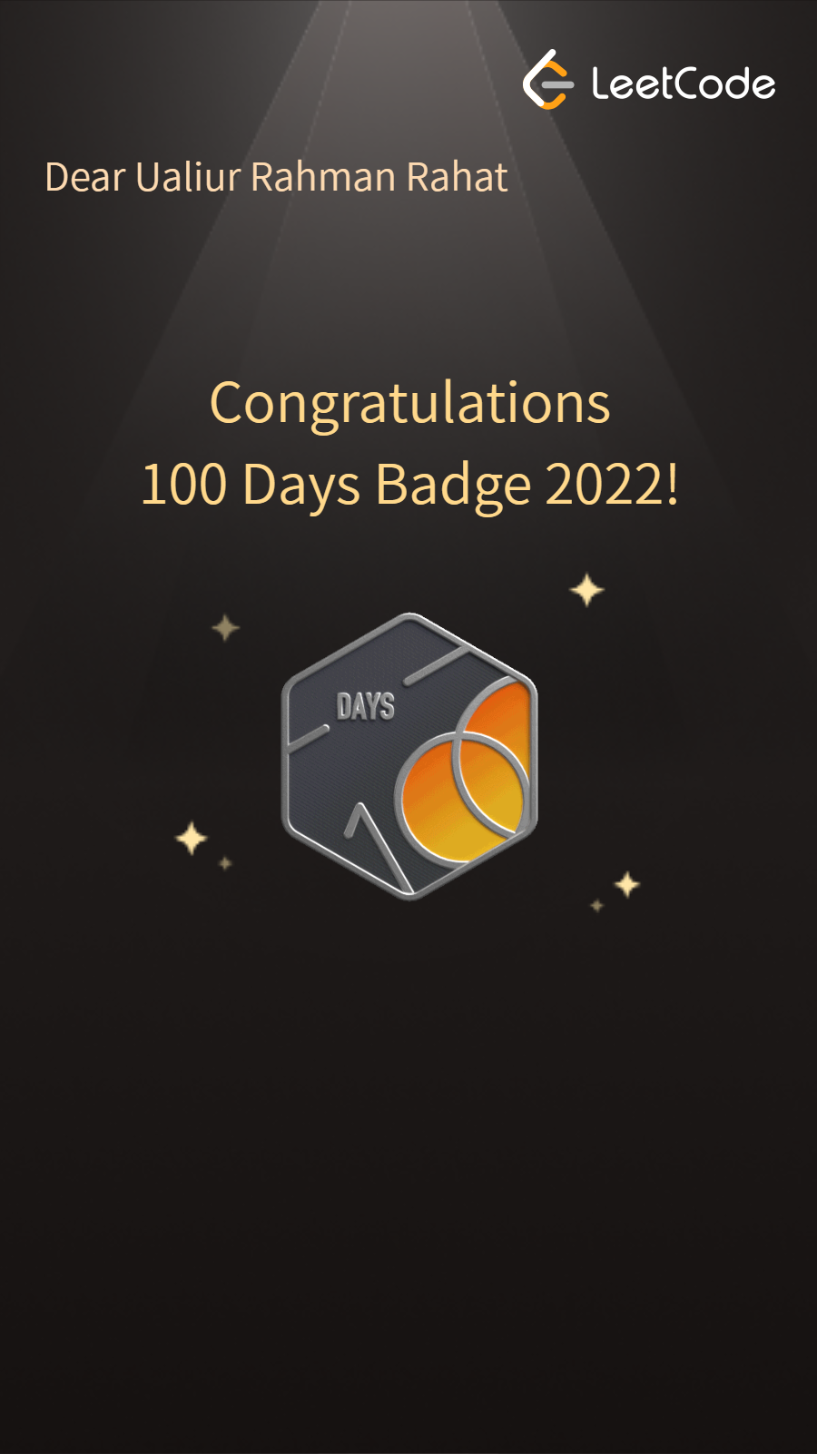 LeetCode 100 Days Badge 2022