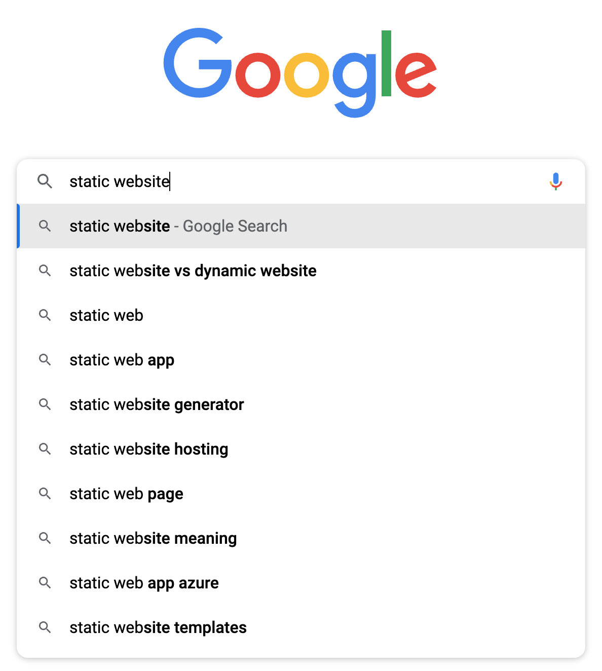 Google dynamically populating potential search terms.