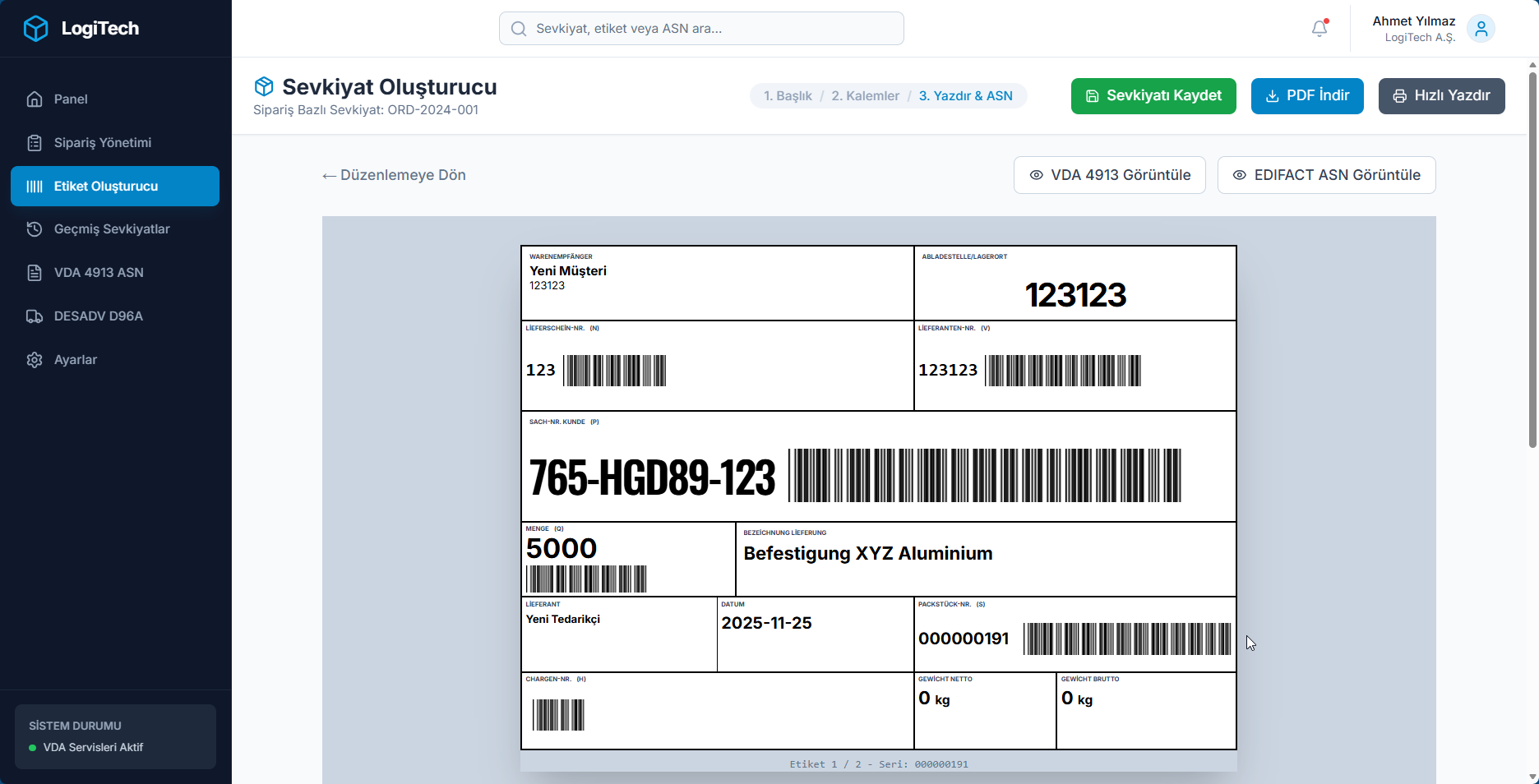 EDI Web Suite – VDA 4902 Label Generator with barcode validation
