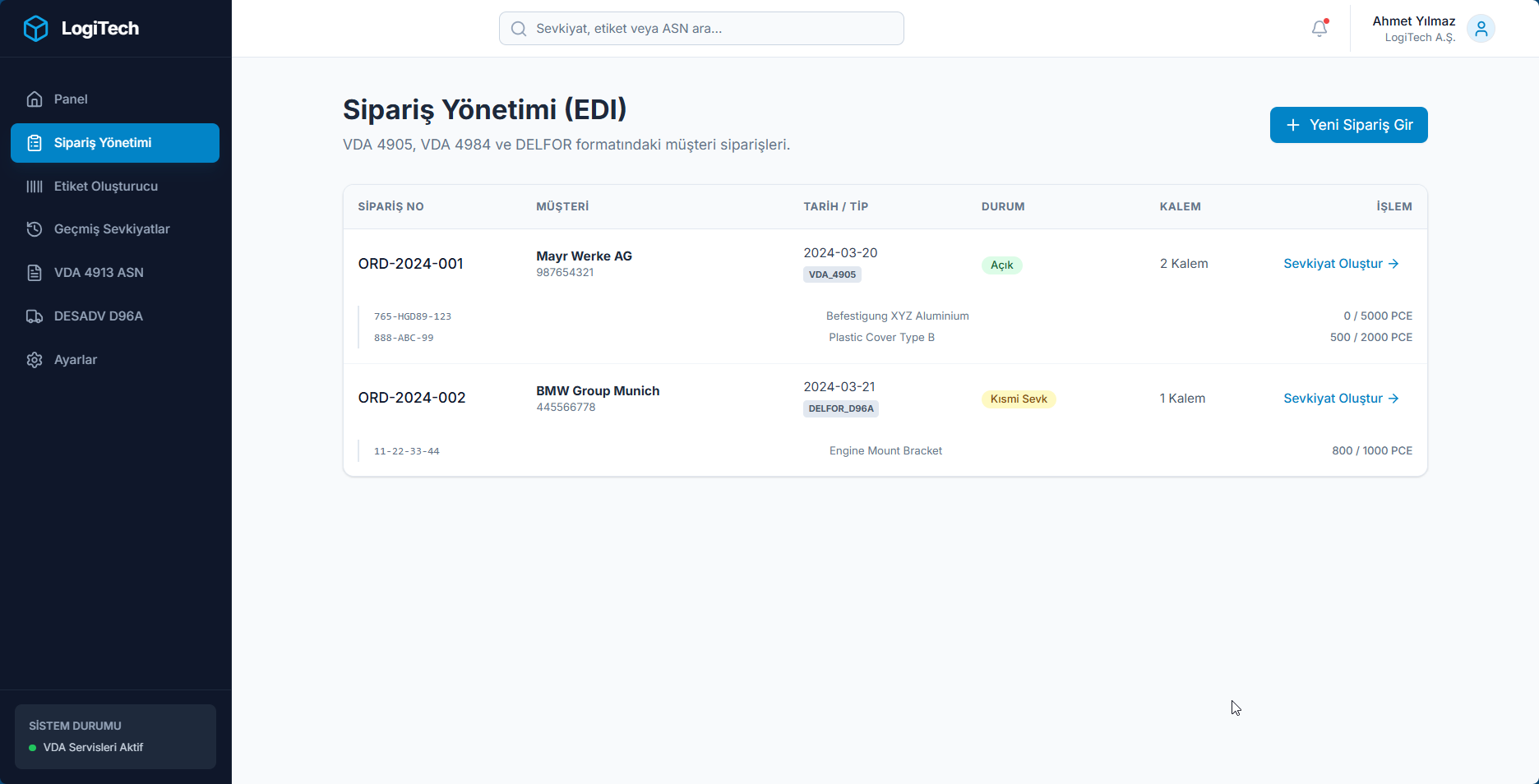 EDI Web Suite – Order Management – customer orders and balance tracking