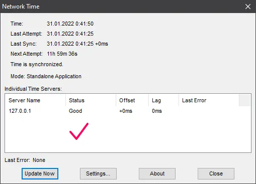 NetTime with manually configured time